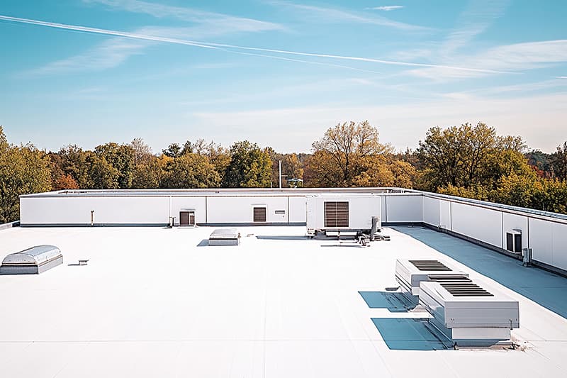 Modern industrial facility with a clean and organized environment, symbolizing workplace safety, employee well-being, and environmental responsibility