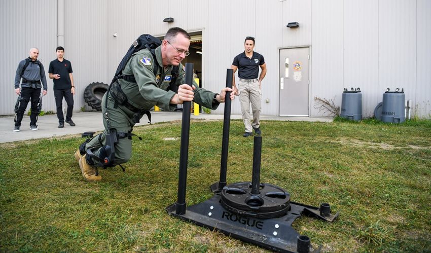 ROAM Robotics' exoskeleton at the US Air Force, October 2022. Photo: US Army