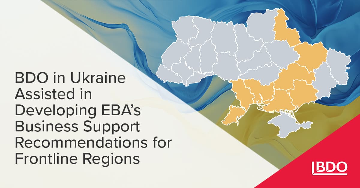 Business support in frontline regions — BDO in Ukraine and EBA - BDO
